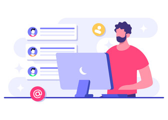 Email marketing flat illustration vector concept, Online business strategy, Advertising, Email newsletter, messaging, Marketing material concept for landing page, web banner, social media, infographic