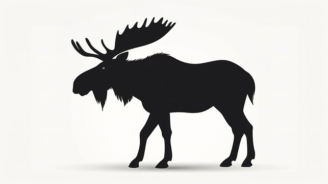 recommend clip art: silhouette moose animal full body black color. isolate on white background - 