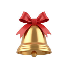 A shiny golden Christmas bell with a red ribbon, perfect for holiday decoration and festive celebrations