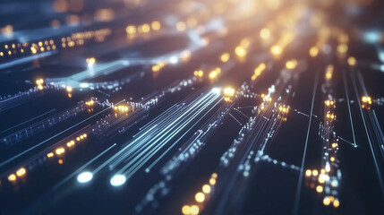 Naklejka premium Abstract Digital Network with Light Connections