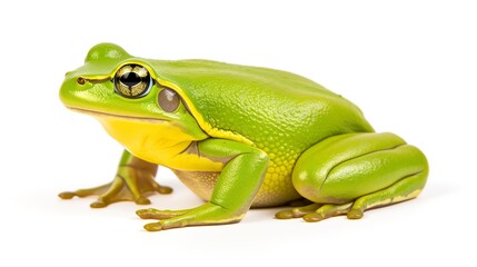 green frog isolated on white background 