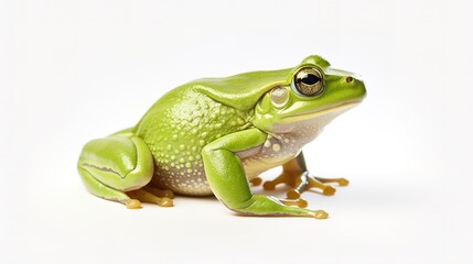 green frog isolated on white background 