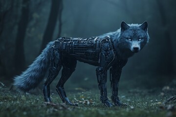 Fototapeta premium Enigmatic Wolf in the Dark Forest