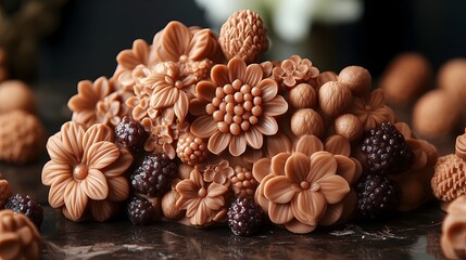 Captivating Chocolate Sculpture:Textural Opulence in a Minimalist Setting
