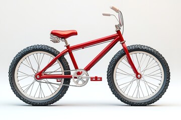 Fototapeta premium A child riding a red bicycle on a white background. Generative Ai