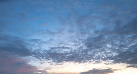 Clouds background. Dramatic Clouds Sunset Background. Sky with clouds in Sunrise. Sunrise with clouds in various shapes background. Calm Cloud.