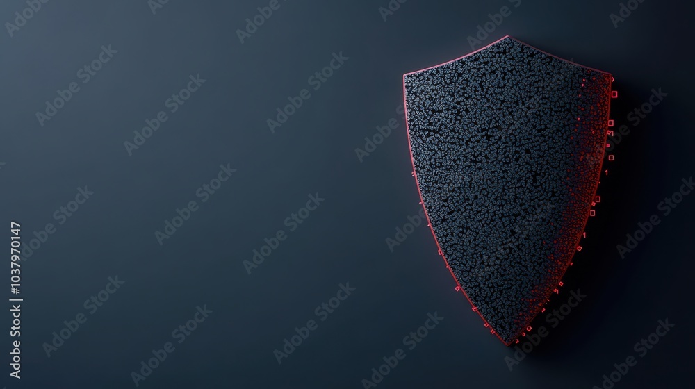 Poster innovative shield design representing cybersecurity in a modern digital age