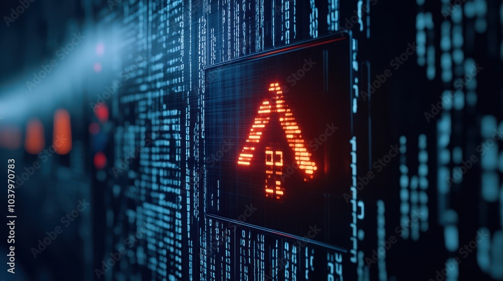 Aufkleber illuminated home symbol on a digital matrix background representing modern technology and smart livi