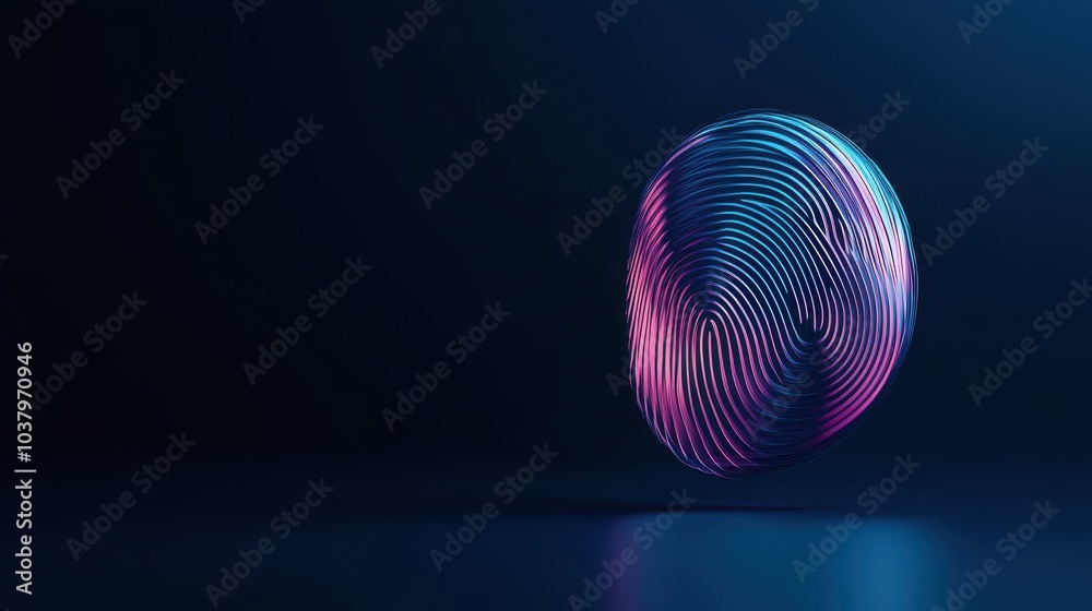 Poster Abstract digital representation of a colorful fingerprint echoing technology and innovation