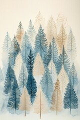 Obraz premium light blue and beige pine tree forrest background