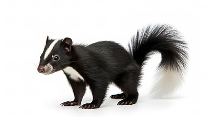 Obraz premium Image of isolated skunk against pure white background, ideal for presentations 