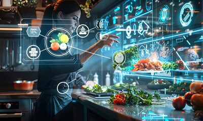 Woman Cooking with Augmented Reality - Powered by Adobe