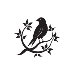 Illustration with silhouettes of four bird