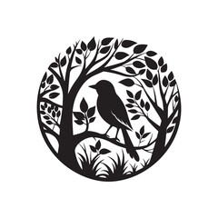 Obraz premium Illustration with silhouettes of four bird