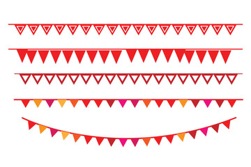 Fototapeta premium carnival garland, birthday party decoration, Festive flag garland. banner background, colorful pennants, simple vector illustration