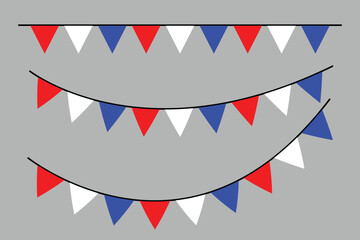 Obraz premium Vector birthday party decoration. Decorative colorful party flags.