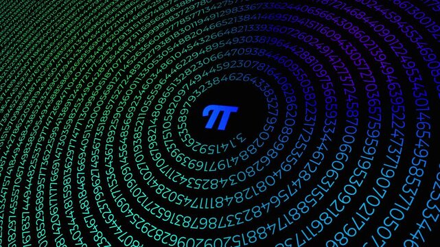 Set of 2 abstract circular rotating infinity Pi, &pi;, number 3D background animations, black and white and colored version included, concepts, ideas, 4k