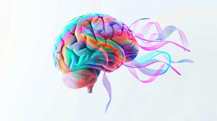 a human brain, with vibrant splashes of paint exploding from it