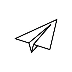 Paper plane icon linear logo. paper airplane flying in the air icon. Hand drawn Paper airplane icon.