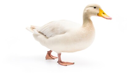 Obraz premium Waddling Duck A duck waddling with clean white space around it. isolate on white background 