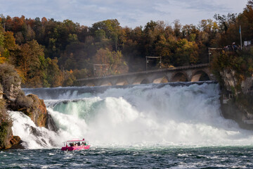 Pleasure boat on the way to the Rhine Falls