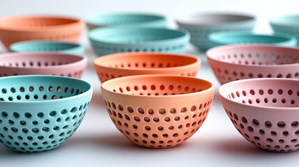 Colorful Ceramic Bowls with Dotted Design  Kitchen Decor  Table Setting  Food Serving  Hom