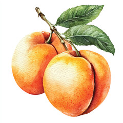 Apricot fruit watercolor clipart illustration