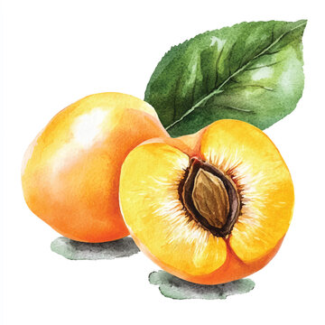 recommend clip art: Apricot fruit watercolor clipart illustration