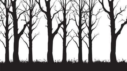 Fototapeta premium A forest of bare winter trees. silhouette illustration 