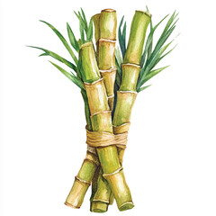 Fototapeta premium Bamboo fruit watercolor clipart illustration