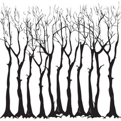 Fototapeta premium A forest of bare winter trees. silhouette illustration 
