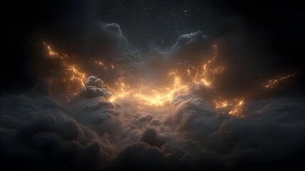 Fototapeta premium Dramatic Fiery Clouds and Ethereal Lighting in Moody Atmospheric Landscape