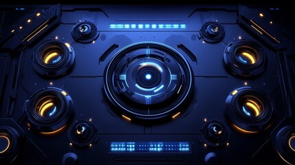 Fototapeta premium Futuristic control panel with glowing elements and intricate design.