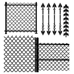set of metal fence on transparent background png