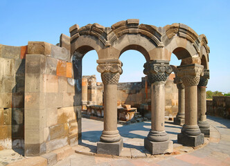 Ruins of Zvartnots Cathedral or the Celestial Angels Cathedral Dedicated to Saint Gregory, UNESCO...