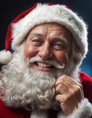 Close-up face portrait of a Santa Claus.