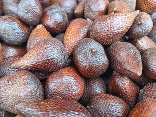 typical Indonesian fruit, pile of salak fruit