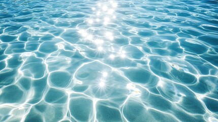 Fototapeta premium A top-down view of crystal-clear sea water surface with the sun reflecting off the gentle waves.