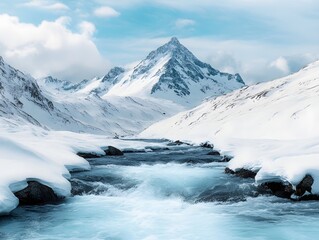 Majestic Mountain Landscape with Flowing Water