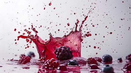 Tasty fresh red beerry and splashing juice 

