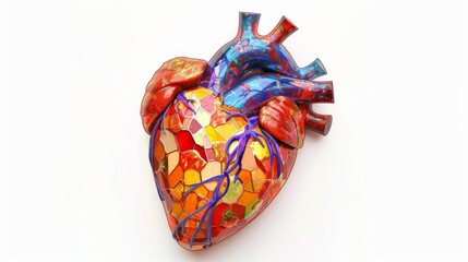 a human heart, with intricate stained glass patterns within it