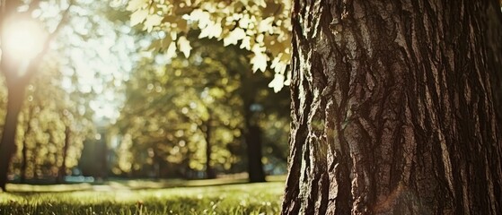  The sun illuminates leaves, casting dappled light on a lush grassy landscape populated by trees