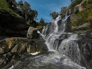 Obraz premium Waterfall Hidden in the Heart of the Forest, Mae Hong Son Loop, Northern Thailand