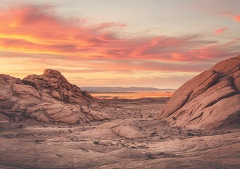 Naklejka premium A breathtaking desert landscape during sunset