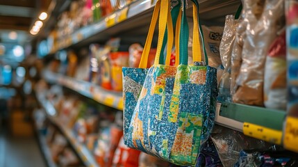 Fototapeta premium Colorful Tote Bag Made from Recycled Materials