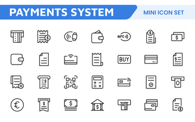 Digital Payments Icon Set. Sleek and modern icons for e-commerce, online transactions, and fintech apps, designed to enhance user interfaces and streamline payment processes.