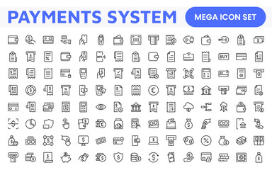 Digital Payments Icon Set. Sleek and modern icons for e-commerce, online transactions, and fintech apps, designed to enhance user interfaces and streamline payment processes.