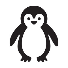 Black Penguin Silhouette Vector Illustration Icon - Minimalist Animal Artwork