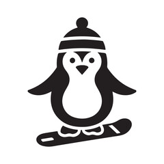 Black Penguin Silhouette Vector Illustration Icon - Minimalist Animal Artwork