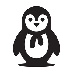 Black Penguin Silhouette Vector Illustration Icon - Minimalist Animal Artwork